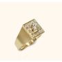 0.98ct diamond ring 14K yg .50ct VS1 center diamond & 12-diamond halo 