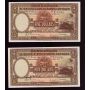 2x 1946 Hong Kong HSBC Five $5 Dollars consecutive 
