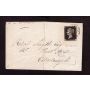 Penny black on cover plate 6 QJ 4-margins tied with black Maltese cross 