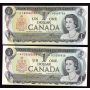 2x 1973 Canada $1 dollar replacement banknotes UNC63 EPQ