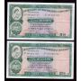 2x 1977 Hong Kong HSBC $10 TEN DOLLARS consecutive 