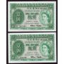 4x 1959 Hong Kong $1 ONE DOLLAR banknotes