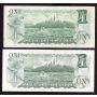 2x 1973 Bank of Canada $1 banknotes VF30