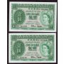 4x 1959 Hong Kong $1 ONE DOLLAR banknotes