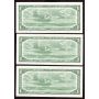 3x 1954 Canada $1 banknotes BC-37d consecutive 