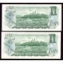 2x 1973 Canada $1 dollar replacement banknotes  UNC63 EPQ
