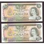 2x 1979 Bank of Canada $20 banknotes Lawson 