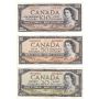 1954 Canada $1 $2 $5 $10 $20 $50 & $100 banknote set 