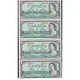7x 1954 Canada $1 consecutive banknotes CH UNC63 EPQ