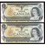 2x 1973 Canada $1 dollar replacement notes  UNC63 EPQ