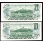 2x 1973 Canada $1 dollar replacement notes  UNC63 EPQ