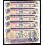 5x 1971 Canada $10 consecutive notes Thiessen Crow FDS2025508-12 CH UNC