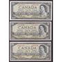 5x 1954 Bank of Canada $20 banknotes VF20 to VF35 