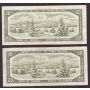 2x 1954 Canada Twenty Dollar notes 