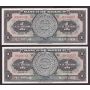1948 Mexico One Peso banknotes two consecutive  CH UNC63