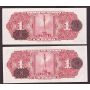 1948 Mexico One Peso banknotes two consecutive  CH UNC63