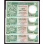 4x 1991 Hong Kong HSBC $10 consecutive banknotes 