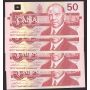 4x 1988 Bank of Canada $50 Banknotes consecutive 