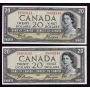 4x 1954 Canada $20 devils face bank notes consecutive  AU55 to AU58