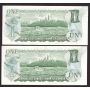 2x 1973 Canada $1 dollar replacement notes UNC63 EPQ
