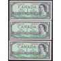 3x 1954 Canada $1 consecutive notes Beattie Rasminsky C/P8940056-58 CH UNC+