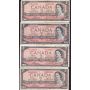 8x 1954 Bank of Canada $2 banknotes all fancy serial numbers