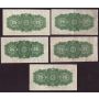5x 1923 Dominion of Canada 25 cent banknotes 