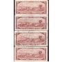 8x 1954 Bank of Canada $2 banknotes all fancy serial numbers