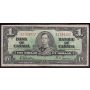 1937 Canada $1 banknote Gordon H/A2114322 Narrow Panel BC-21b FINE