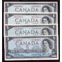 4x 1954 Canada $5 banknotes 4-notes Choice EF to Choice AU