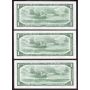 3x 1954 Canada $1 consecutive notes Beattie Rasminsky I/O7789571-73 CH UNC+
