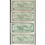 9x 1954 Bank of Canada $1 banknotes all fancy serial numbers 