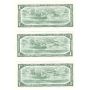 3x 1954 Bank of Canada $1 One Dollar notes 