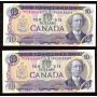 2x 1971 Canada $10 consecutive notes Thiessen Crow FDE8183809-10 CH UNC