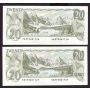 2X 1979 Bank of Canada $20 consecutive Banknotes  UNC62