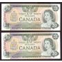 2X 1979 Canada $20 consecutive Banknotes UNC63