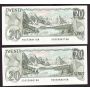 2X 1979 Canada $20 Banknote Lawson CH UNC63