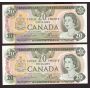 2x 1979 Bank of Canada $20 Banknotes  CH UNC63