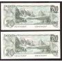 2x 1979 Bank of Canada $20 Banknotes  CH UNC63