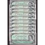10x 1967 Canada $1 banknotes G/P H/P N/O O/O S/O 10-notes CH AU/UNC