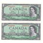 10x1954 Canada $1 consecutive banknotes 