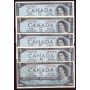 10x 1954 Bank of Canada $5 dollar banknotes 