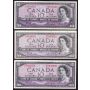 $90 face value Canada 1954 banknotes all six notes VF30 to EF+