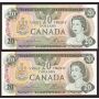 2x  1979 Bank of Canada $20 Banknotes CH UNC63