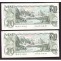 2x 1979 Bank of Canada $20 notes Lawson  UNC63+