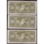 6x 1937 Bank of Canada $20 banknotes