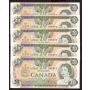 5x 1979 Bank of Canada $20 consecutive notes Lawson UNC63+