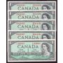 10x 1954 Bank of Canada $1 One Dollar banknotes 