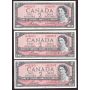 5x 1954 Canada $2 consecutive notes Bouey Rasminsky L/G4422970-74 CH UNC
