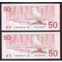 5X 1988 Canada $50 Snowy Owl consecutive notes FME1596916-20 Choice UNC+